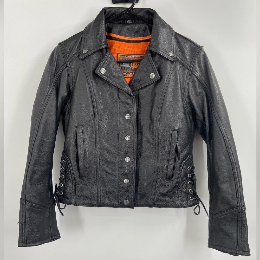 First Classics Black Leather Jacket Removable Liner XS